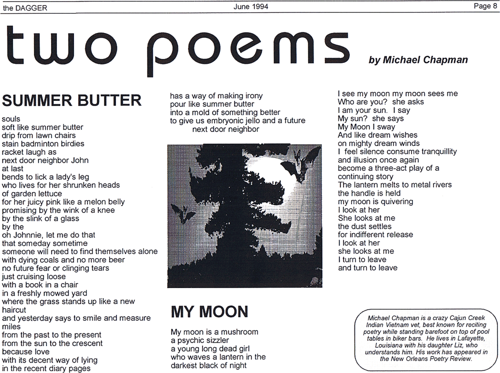 Two Poems, by Michael Chapman